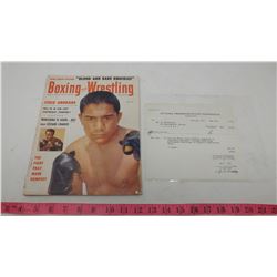 1954 BOXING MAGAZINE & OTTAWA TRANSPORTATION RECEIPT 1950