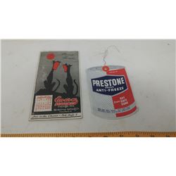 1924 EN-AR-CO OIL MAGAZINE& PRESTONE TAG