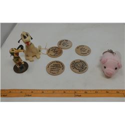 ASSORTED LOT- WOODEN DOLLARS, ETC.
