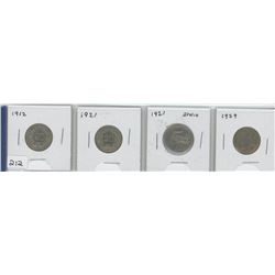 1912,1921,1921 ITALIA,1929 USA 5 CENT INDIAN HEAD