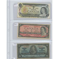 1973 CANADIAN $1.00,1954 CANADIAN $2.00, 1937 CANADIAN $5.00