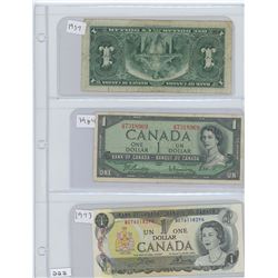 1937,1954,1973 CANADIAN $1.00 BILLS