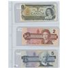 Image 1 : 1973UNC $1.00 CANADIAN BILL, 1986UNC $2.00 CANADIA BILL, 1986UNC $5.00 CANADIAN BILL