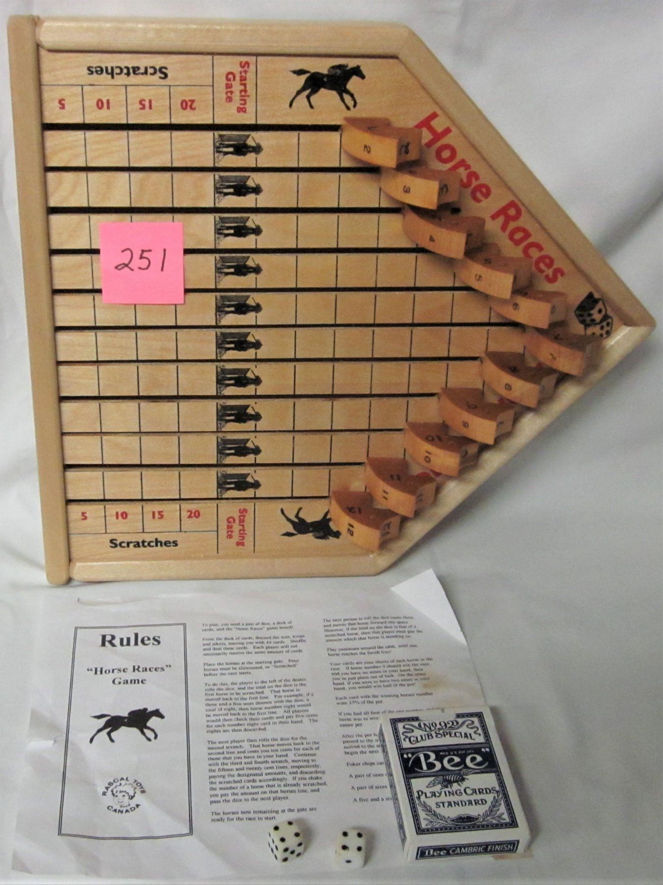 Wooden horse racing game with instructions
