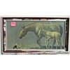 Image 1 : 28" X 14" Partial mirror frame picture horse/foal/dog