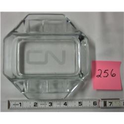 Vintage heavy cut glass 'CN' 5 1/4" ashtray
