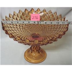 vintage 12" Amber pedestal fruit bowl