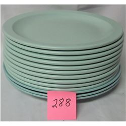 set 13 Jadite green Melmac/melamine 10" plates