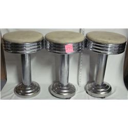 3 vintage 1950's-60's art deco soda fountain Chrome/Nickle swivel stools
