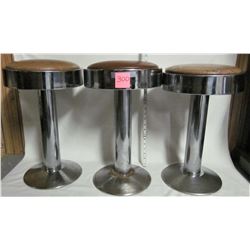 3 vintage 1950's-60's art deco soda fountain Chrome/Nickle swivel stools