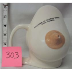 Boobie mug or creamer dispenser. "Caribou Lodge, SK"