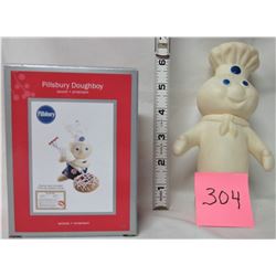 Vintage Pilsbury Doughboy doll + 2012 heirloom collection Doughboy ornament (new) *it giggles!*