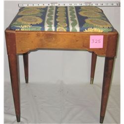 vintage wooden sewing stool with storage under seat