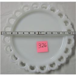 Anchor Hocking 13" lace heart cake platter white milk glass