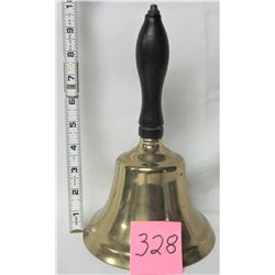 10" brass school bell with wooden handle