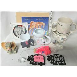 lot of 12 elephant collectibles, assorted