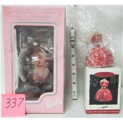 2 vintage Barbie ornaments- boxed, new 1993 Hallmark keepsake 1997 Holiday Barbie ball