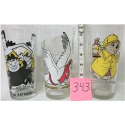 3 1977 'Pepsi' the Rescuers Collections series glasses