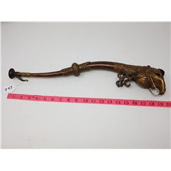 OLD ASIAN FIGURAL DRAGON/SERPENT TRUMPET HORN HAMMERED ARTWORK