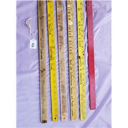 SIX VINTAGE ADVERTISING YARD STICKS