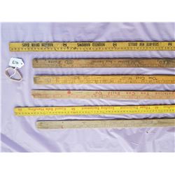 SIX VINTAGE ADVERTISING YARD STICKS