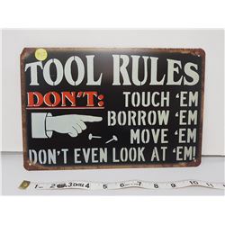 Tool Rule reproduction sign 11.5 X 8"