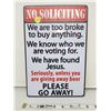 Image 1 : No Soliciting reproduction 11.5 X 8"