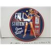 Image 1 : Gas station pin-up reproduction button sign, 16"