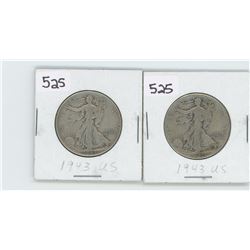 (2) 1943 US HALF DOLLAR