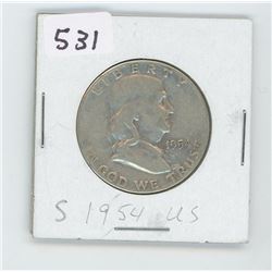 1954-S- US HALF DOLLAR