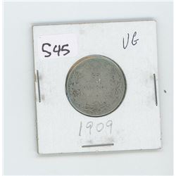 1909VG8- CANADIAN SILVER 25 CENT