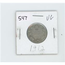 1912VG8- CANADIAN SILVER 25 CENT