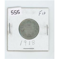 1918F12- CANADIAN SILVER 25 CENT