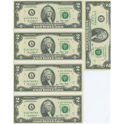 LOT OF 25 USA TWO DOLLARS W/ CONSECUTIVE SERIAL #'S