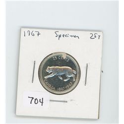 1967 SPECIMEN CANADIAN 25 CENT