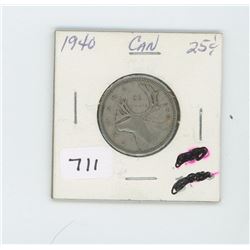 1940 CANADIAN 25 CENT