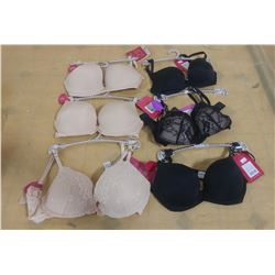 LOT OF SIX BRAS, ASSORTED SIZES