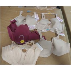 LOT OF FIVE BRAS, ASSORTED SIZES