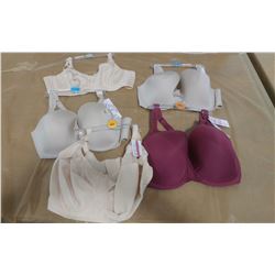 LOT OF FIVE BRAS, ASSORTED SIZES