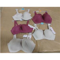 LOT OF FIVE BRAS, ASSORTED SIZES