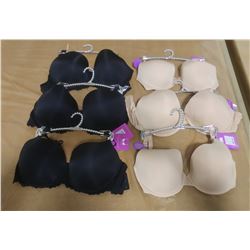 LOT OF SIX BRAS, ASSORTED SIZES