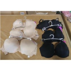 LOT OF SIX BRAS, ASSORTED SIZES