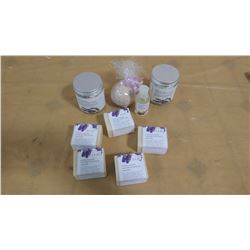 LOT OF ASSORTED BATH SALTS AND SOAP