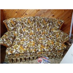 BROWN AND YELLOW FLOWER LOVE SEAT