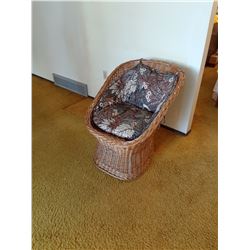 THREE CHAIRS - WICKER CHAIR, FLOWER CHAIR, WOODEN CHAIR