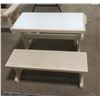 Image 2 : CHILDRENS TABLE AND TWO BENCHES (16" X 32" X 19.75") G. BRAATEN