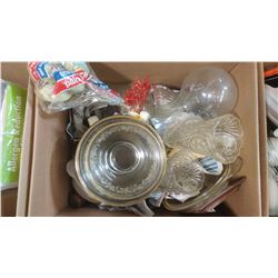 BOX OF ASSORTED ITEMS - VASES, DISHES, ETC.