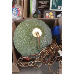 BOX OF ASSORTED ITEMS - HANGING LIGHT, BOWS, ETC.