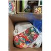 Image 3 : BOX OF ASSORTED ITEMS - HANGING LIGHT, BOWS, ETC.