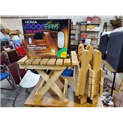LOT OF THREE FOLDING STOOLS AND NOMA DECK LIGHTS